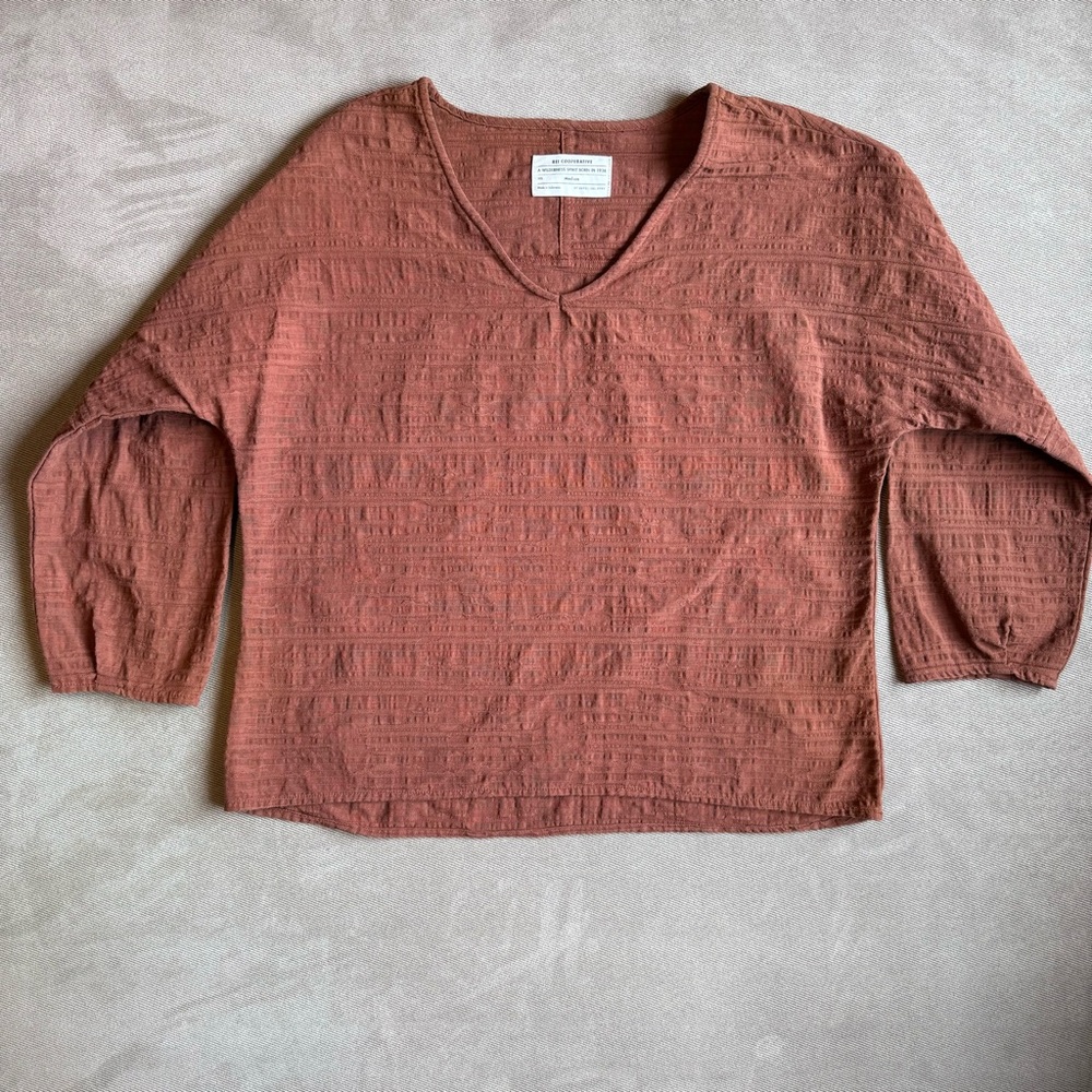 REI Co-Op Farland 3/4-Sleeve Top Women’s Size M Orange 100% Corton